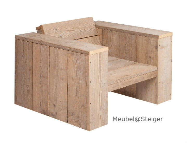 keuken niet Hinder Loungestoel steigerhout keuze uit 2 modellen Chique en Robuust.
